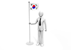 韓国の旗を手にするビジネスマン - ビジネス｜人物｜無料イラスト素材
