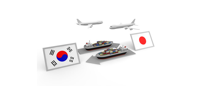 Korea / Trade / Illustration / Airplane / Ship / Japanese Flag --Illustration / Photo / Free Material / Clip Art / Photo / Commercial Use OK