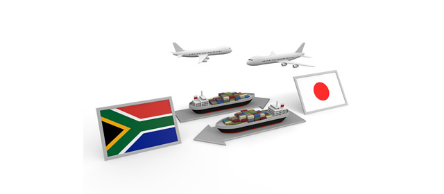 南アフリカ国/貿易/図解/飛行機/船/日本の国旗 - イラスト/写真/フリー素材/クリップアート/フォト/商用使用OK