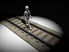 Railroad tracks ｜ Darkness ｜ Illuminate --Business ｜ People ｜ Free illustration material